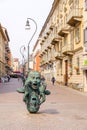 The bronze sculpture titled Eco by Marc Didou, located on the Piazza Nuova, Turin