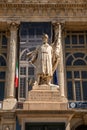 Turin, Italy. May 12th, 2021. Statue depicting a soldier of the Sardinian Army of the 1800s with an italian flag in front of Royalty Free Stock Photo