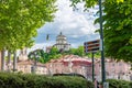 Turin, Italy. May 12, 2021. View from Corso Casale of the hill with the Church of Santa Maria del Monte dei Cappuccini Royalty Free Stock Photo