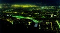 Turin Italy night aerial shot