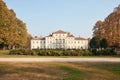 Baroque Tesoriera villa with garden in autumn day in Turin, Italy