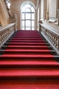 Turin, Italy - Palazzo Barolo staircase. Luxury palace with old baroque interior and red carpet Royalty Free Stock Photo