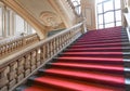 Turin, Italy - Palazzo Barolo staircase. Luxury palace with old baroque interior and red carpet