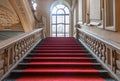 Turin, Italy - Palazzo Barolo staircase. Luxury palace with old baroque interior and red carpet Royalty Free Stock Photo