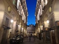 Turin Italy. Streets of the city at night