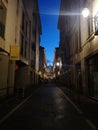 Turin Italy. Streets of the city at night