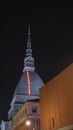 Turin mole Antonelliana illuminated at night with clear skies