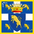 Turin official coat of arms on the flag, Piedmont, Italy