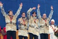 Turin 2006 Olympic Winter Games, awards ceremony of the Speed Skating competition, Matteo Anesi,Enrico Fabris, Ippolito Royalty Free Stock Photo