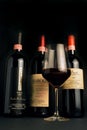 Turin, Piedmont, Italy. -01/02/2021-  Bottles of Piedmont aged red wine Barolo Royalty Free Stock Photo