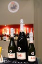 Turin, Piedmont, Italy. -10/26/2009- Fair `Wine show` bottles of white sparkling wine Asti Spumante.