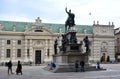 Turin, Piedmont/Italy -04/20/2019- Turin the equestrian statue of Carlo Alberto of Savoy and the National Library on background