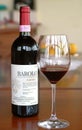 Turin, Piedmont/Italy. -10/24/2009- The Wineshow. Bottle of aged red wine Barolo