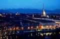 Turin skyline at dusk