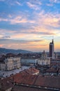 Turin Torino panoramic view on Piazza Castello Royalty Free Stock Photo