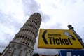 Turism in Italy, Pissa tower signs and posts Royalty Free Stock Photo