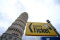 Turism in Italy, Pissa tower signs and posts Royalty Free Stock Photo