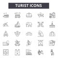 Turist line icons, signs, vector set, outline illustration concept