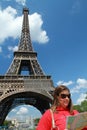 A turist near Tour Eiffel Royalty Free Stock Photo