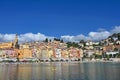 turistic beach in Menton, mediterranean sea