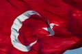 Turk Bayragi or Turkish Flag. Waving Turkish flag in full frame view Royalty Free Stock Photo