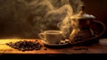 Turk brews coffee from espresso beans