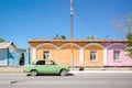 Pastel color of houses and a old car Royalty Free Stock Photo