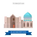 Turkestan in Kazakhstan vector flat attraction landmarks