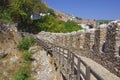Turkey. Alanya. 09/13/21. Fortress wall and path for tourists along Royalty Free Stock Photo