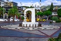 Abstract sculpture with a chain on the promenade in the Alanya Marina. Summer tropical exotic
