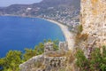 Turkey. Alanya 09.14.21 Old ruins, remains of an ancient fortress wall. You can see Cleopatra`s beach below