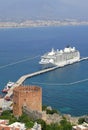 Turkey, Alanya - red tower and harbor