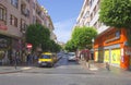 Street view, houses, shops, in a Turkish resort town