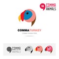 Turkey animal concept icon set and modern brand identity logo template and app symbol based on comma sign