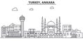 Turkey, Ankara architecture line skyline illustration. Linear vector cityscape with famous landmarks, city sights Royalty Free Stock Photo