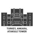 Turkey, Ankara, Atakule Tower travel landmark vector illustration