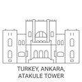 Turkey, Ankara, Atakule Tower travel landmark vector illustration