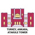 Turkey, Ankara, Atakule Tower travel landmark vector illustration