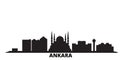 Turkey, Ankara city skyline isolated vector illustration. Turkey, Ankara travel black cityscape