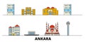 Turkey, Ankara flat landmarks vector illustration. Turkey, Ankara line city with famous travel sights, skyline, design.