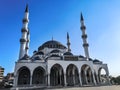 New Melike Hatun Mosque with four minarets in Hergele Meydani quarter of Ankara. Beautiful