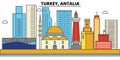 Turkey, Antalia. City skyline architecture . Editable