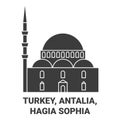 Turkey, Antalia, Hagia Sophia travel landmark vector illustration