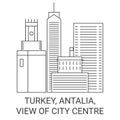 Turkey, Antalia, View Of City Centre travel landmark vector illustration