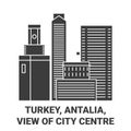 Turkey, Antalia, View Of City Centre travel landmark vector illustration