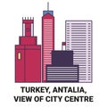Turkey, Antalia, View Of City Centre travel landmark vector illustration