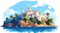 Turkey Antalya Adrasan Deniz Cartoon Vector Illustration