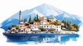 Turkey Antalya Adrasan Deniz Cartoon Vector Illustration