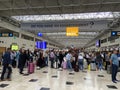 Turkey, Antalya - 02 10 2023: Airport Domestic Terminal with many passengers