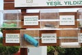 Turkey, Antalya, March 24, 2021. Information board on the decomposition of garbage in the sea